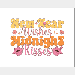 New Year Wishes Midnight Kisses Groovy Posters and Art